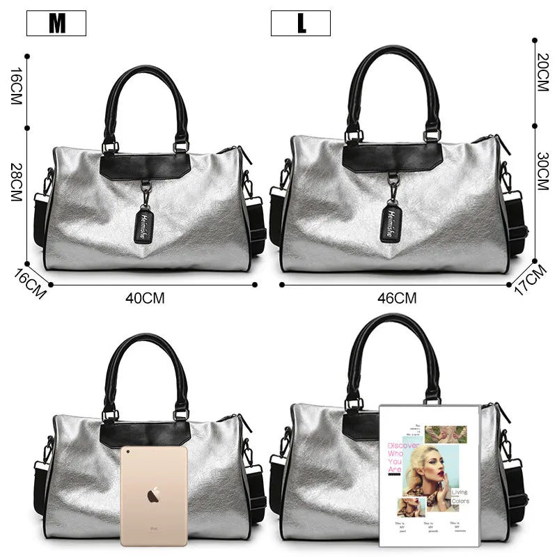 Classy Silver Gym Bag with Bag Tag