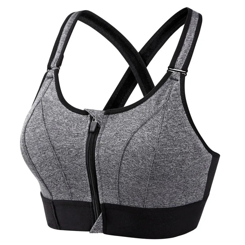 Shockproof Front Zipper Sports Bra