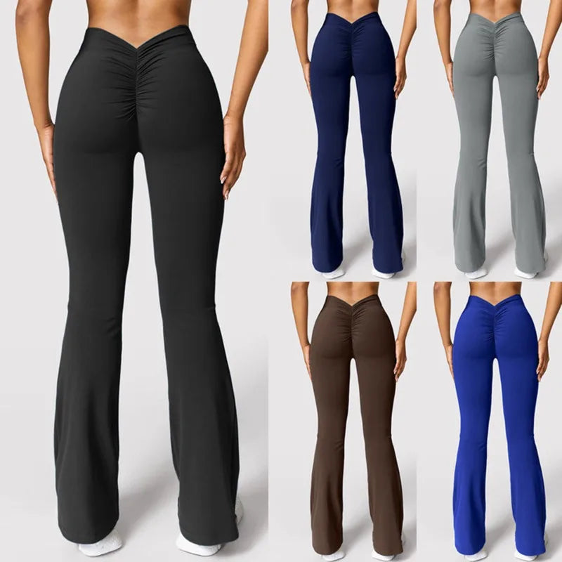 Flare Leggings Tights Pocket Yoga Pants Women Bell-bottoms